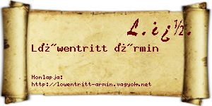 Löwentritt Ármin névjegykártya